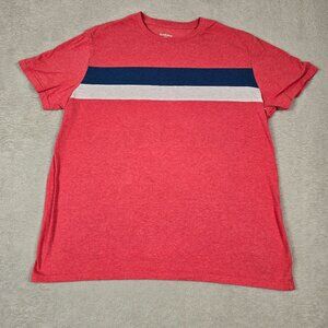 Goodfellow Shirt Mens Extra Large Coral Chest Stripes Colorblock Stripe Casual